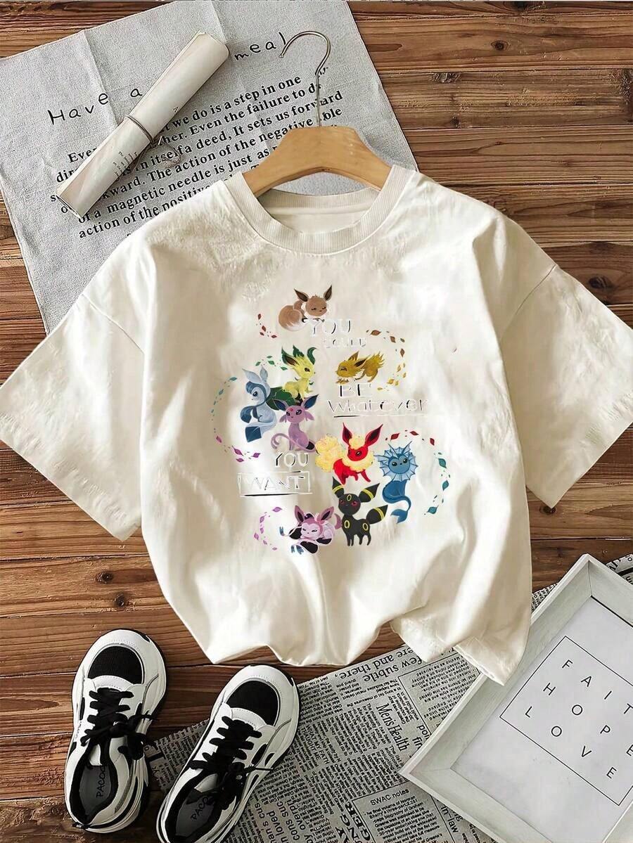 High-Quality Cotton T-Shirts For Women, Original And Officially Licensed, T-Shirts With Cartoon Print Of The Ibrahimovic Family, Urban Style Cotton T-Shirts With Cartoon Designs, Stylish And Fashionable T-Shirts For Women, T-Shirts For Cartoon Fans And Gifts For Cartoon Lovers. Unisex Loose-Fitting Cotton Short-Sleeved Crew Neck T-Shirt In An Urban Vintage Style. Blouses For Women. Casual Blouses For Ladies. - 杏色 - 查看 1