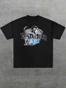 Large Size 1 Piece T-Shirt With Snake And Engine Print Garage Culture Style 100% Cotton Streetwear Casual Crew Neck Short Sleeve Graphic T-Shirt Vintage They Are Excellent Gifts For Friends And Family - 黑色 - 查看 12