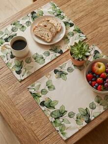 4 Pcs Eucalyptus And Gold Leaves Placemats Watercolor Botanical Style Placemats Heat Resistant Easy Clean Washable Decorative Placemats Suitable For Kitchen Home Indoor Outdoor Tabletop Coffee Bar Dining Table Tea Party - Green - View 6