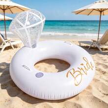1pc Foldable Diamond Ring Shaped Inflatable Float, Multi-Style Options, Portable With Quick Inflate Valve, Glitter Water Hammock For Pool, Beach, Vacation, Lightweight Design - Milky - View 7