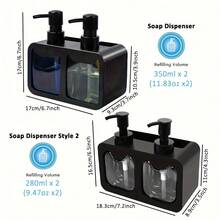 双泵厨房皂液器，带海绵架，二合一洗手液/洗洁精分配器，台面收纳架，适用于厨房水槽、浴室、洗发水和护发素，透明视窗 - 多色 - 查看 3