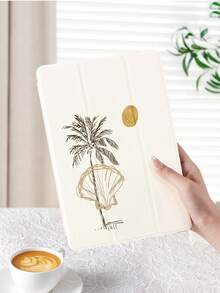 Solid Color, Seashell, Coconut Tree Pattern Tablet Protective Case, Tri-Fold Stand Protective Shell, Compatible With IPad 10.2" (A16), 11" 11th Gen 2025, 8th/9th/10th Gen, Air 4th 10.9", With Pencil Slot, Anti-Drop, Sleep/Wake Support, Compatible With Samsung, Gift For Kids / Gift For Family - Multicolor - View 4