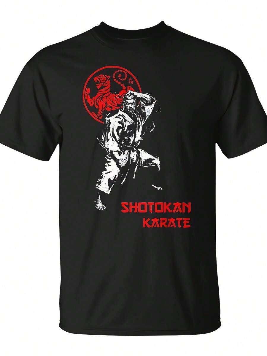 Camiseta unisex con estampado de artes marciales, combate, karate y judo, suave, adecuada para todas las estaciones, un artículo imprescindible de ropa casual urbana, versátil para todas las estaciones. Ideal para fiestas y uso diario, perfecta para vacaciones y tiempo de juego, excelente para fiestas y vacaciones familiares, estilo urbano, moda moderna, atuendo de fiesta, ropa casual de verano. - Negro - Ver 1