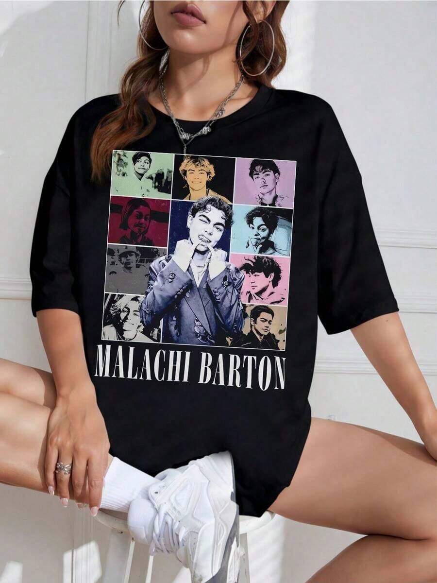 Camiseta Unisex con Estampado de Actor Retro, Cuello Redondo, Manga Corta, Diseño Vintage, Ideal para Fans - Negro - Ver 1