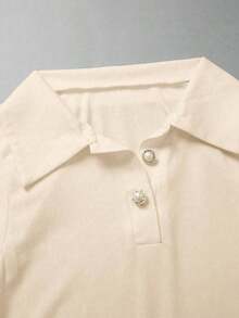 Elegante body de punto blanco con cuello vuelto y media cremallera, body de mujer para primavera/verano, ideal para vacaciones y playa - Caqui - Ver 4