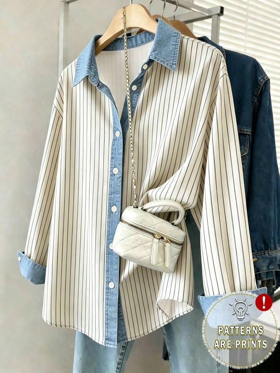 Camisa de mujer de uso diario versátil y casual con estampado de leopardo de una sola hilera de botones - Multicolor 4 - Ver 1