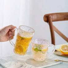 Ly thủy tinh có tay cầm, họa tiết vân băng thời trang, chất lượng cao, dùng đựng nước ép/đồ uống, mang đến không khí mùa hè tươi mát, phù hợp cho cả đồ uống nóng và lạnh. - Kính có hoa văn sông băng - Xem 13