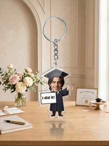1 pieza Llavero personalizado con foto de graduación, llavero acrílico personalizado para graduados, disponible en múltiples estilos, diseños con birrete y toga, diploma, "¡Lo logré!", regalo de graduación, temporada de graduación, regalo de graduación clase de 2026, llavero de graduación divertido - Multicolor - Ver 14