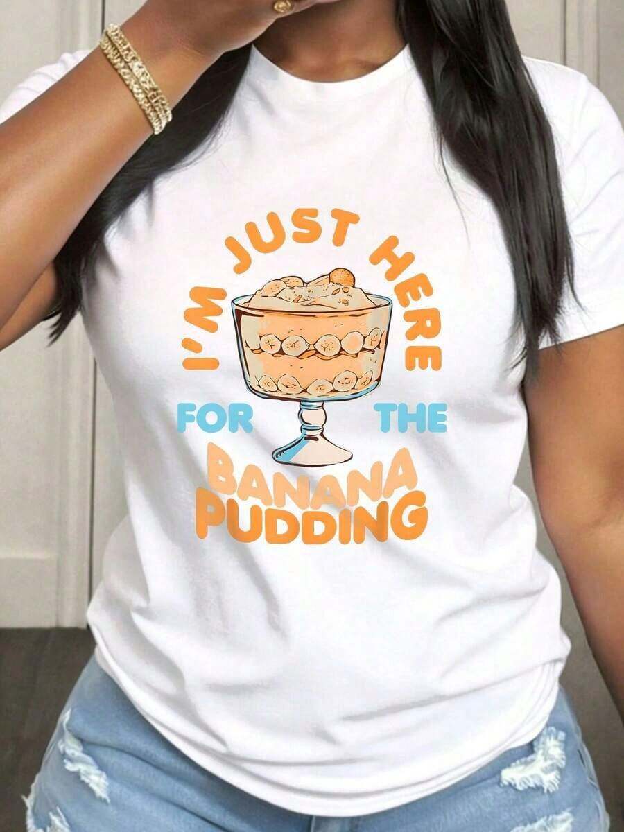 Un día sin pudín un día perdido. Camiseta de mujer para el Día de Acción de Gracias, informal, de manga corta y cuello redondo, con tela de elasticidad media, adecuada para primavera, verano y otoño, estilo casual, lavable aáquina, diseño divertido - Camiseta unisex de algodón, de manga corta y cuello redondo, estilo vintage urbano. - Blanco - Ver 1