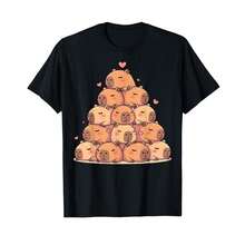 Camiseta unisex de manga corta, camiseta de capibara linda y kawaii, camisetas para hombre, spiderman, ,  women, romwe men, boho chic, regalos para maestros, camiseta para mujer, atuendos curvy para hombre, y2k. - Negro - Ver 1