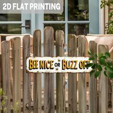 1pc 2D Funny Bee "Ni Or Buzz Off" Metal Sign - Rustic Beehive Theme Wall Decor, 3.93x15.74 Inch Durable Metal Art For Indoor/Outdoor, Kitchen, Bathroom, Farmhouse, Office Vintage Humorous Home Decor, Bee Decoration, Outdoor Sign, Indoor Sign - A - View 6