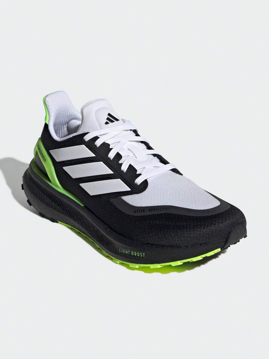 Adidas Giày chạy bộ Pureboost 5 kiểu | Đệm Boost nhẹ, lưới thoáng khí, dành cho cả nam và nữ - Đen trắng/xanh chanh - Xem 1