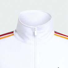 adidas originals FIREBIRD TRACK Adicolor Sport TOP 休閒運動寬鬆條紋領長袖夾克 男款 - 白色 - 查看 5