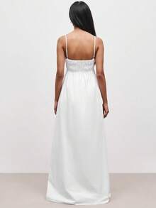 Vestido tirantes blanco unicolor strapless sin mangas corte holgado estilo casual elegante nueva colección moda europea para mujer - Blanco - Ver 4