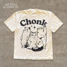 Camiseta Retro con Diseño de Gato Gordito y Adorable | Camiseta con de gato gordo y divertido | Hermosa blusa con temática de gatos | Camiseta con diseño de animales adorables | Regalos para Papá de Gato y Mamá de Gato - Albaricoque - Ver 2