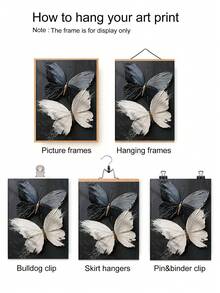 1pc Unframed Poster Wall Art ,2D Black And White Butterfly Canvas Wall Art, Textured Impasto Butterfly Painting Print, Modern Minimalist Home Decor - Abstract Style a - View 4
