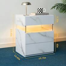 Modern Bedside Table / Wooden Bedside Table / Bedside Table With 3 Drawers / Easy To Assemble, Plenty Of Storage Space / For Bedroom, Living Room, Bedside Furniture - 霧面白 - 查看 6