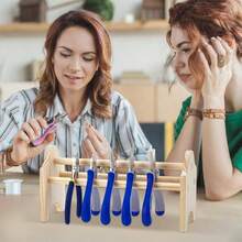 Wood Pliers Rack, 9.8x3.7x5inch Jewelry Pliers Holder Rack, Top Organizer Jewelers Work Studio Shed Storage Tongs - Blue - View 5