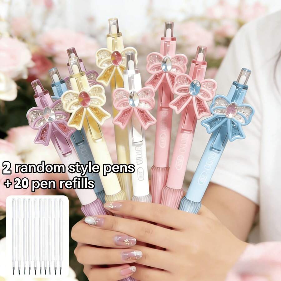 Set Pulpen Ballpoint Tarik Warna-warni 22 Buah, Tinta Hitam Cepat Kering 0.5mm, Pulpen Plastik untuk Menulis Halus, Cocok untuk Sekolah, Kantor, Perencana, dan Hadiah - MultiWarna - View 1