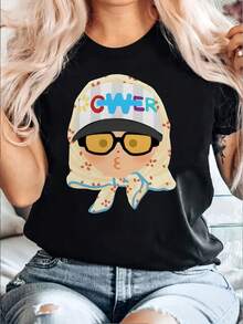 Camiseta de Mujer BIGBANG G-DRAGON Ícono K-Pop - Logo Coreano y Estampado de la Cara de G-Dragon, Top Casual de Manga Corta y Cuello Redondo en , Ligero y Lavable a Máquina, Merchandising para Fans de K-Pop - Negro - Ver 6