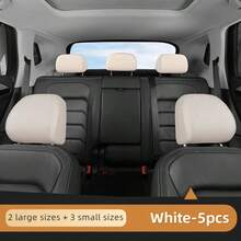 1pc/2pcs/3pcs/4pcs Napaa Leather Car Headrest Cover, High Elasticity Waterproof Leather, Scratch-Resistant, Easy To Clean, Minimalist Black/White, Car Interior Accessories - Leather Hat - View 17