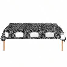 1pc Disposable Preschool Graduation Tablecloth Decor, Suitable For School Cafeteria, Classroom, Party Decoration With Pencil, Ruler, Notebook Print - Multicolor - View 9