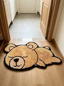1pc Cute Bear Pattern Welcome Doormat - Non-Slip, Machine Washable, Indoor/Outdoor Entrance Rug - Suitable For Living Room, Bedroom, Bathroom, Kitchen, Laundry Room - Polyester, PVC Backing, Medium Pile, Rectangular, Lightweight, Waterproof - A - View 5