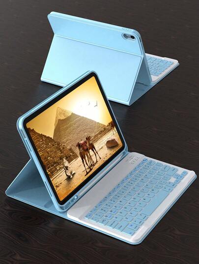 Detachable Wireless Bluetooth Keyboard Case Compatible With Ipad, With 150mAh Battery And Apple Pencil Holder, Compatible With IPad Air 5th Gen (2022), 4th Gen (2020), 6th Gen (2024), 9.7", 7/8/9th Gen, 10.2", 10", Light Blue