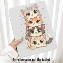 4件套可爱小猫图案PU皮革翻盖保护套，带360度旋转支架和笔槽，支持自动休眠/唤醒功能，兼容三星A9/A9+/S9/S9FE/A11/A11+/S11/S10 FE/S10 FE+/S10 Lite和苹果A16 2025、Air 11/13、SE 11、荣耀、Matepad SE 11，适合作为返校季、情人节、节日礼物。 - 款式9 - 查看 1