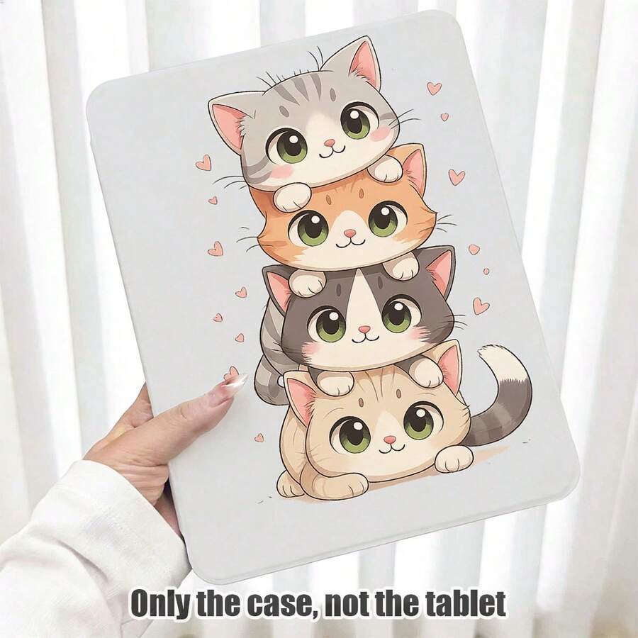 4件套可爱小猫图案PU皮革翻盖保护套,带360度旋转支架和笔槽,支持自动休眠/唤醒功能,兼容三星A9/A9+/S9/S9FE/A11/A11+/S11/S10 FE/S10 FE+/S10 Lite和苹果A16 2025、Air 11/13、SE 11、荣耀、Matepad SE 11,适合作为返校季、情人节、节日礼物。 - 款式9 - 查看 1