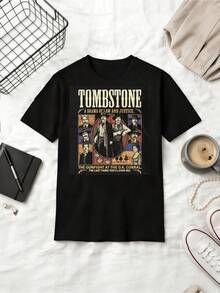 Ombstone 1993 Western Film Graphic Tee Wyatt Earp Doc Holliday Movie T-Shirt - Black - View 1