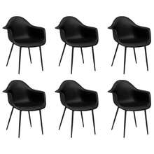 vidaXL Esszimmerstühle 6 Stk. Schwarz PP Restaurantstühle, Bürostühle, Gartenstühle, Partystühle. Dieses Produkt umfasst nur Stühle, ohne Tische. Ein klassisches, hochwertiges Möbelstück. - Schwarz - Übersicht 7