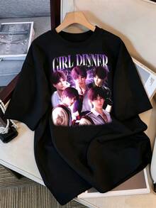 2026 T-Shirt, Rafayel Love And Deepspace T-Shirt, Zayne, Xavier, Otome Game Merchandise, Gift For Love And Deepspace Fans, Qi Yu Girl Dinner Retro Graphic T-Shirt, Oversized Cotton Casual T-Shirt, Unisex Otome Game F T-Shirt. K-Pop Idol Bootleg Retro Style Oversized T-Shirt, Vintage Graphic Print T-Shirt, Short-Sleeved Casual Top, K-Pop Fan Merchandise, Black Streetwear T-Shirt For Fans, Vintage K-Pop Star Graphic Print T-Shirt, Oversized Short-Sleeved T-Shirt With Retro Letter Print, Black Casual Crew Neck Top, Gift For Streetwear Style Idol Fans, Comfortable Loose-Fitting Cotton Blend T-Shirt For Women And Men. - Black - View 6