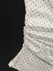 Camiseta de moda con estampado de labios de hombros descubiertos en negro para mujer, de verano - Blanco - Ver 3