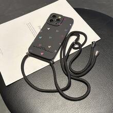 Convenient Lanyard Phone Case With Adjustable Lanyard And Shoulder Strap, Minimalist Heart Design, Shockproof TPU Protective Case For Apple Phones - Multicolor - View 2