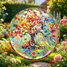 1pc Acrylic Tree Of Life Butterfly Hanging Ornament, Dreamy Forest Style, Tree Of Life + Floral Butterfly Print, Suitable For Window / Yard Hanging Decoration / Nature Theme Home Decor / Gift For Gardening Enthusiasts - A - View 8