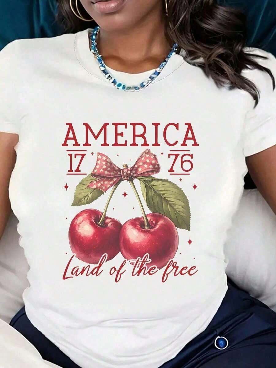 100% Cotton Comfort T-Shirt S America, USA 4th Of July T-Shirt, Patriotic Land Of The Free T-Shirt, America Est. 1776 T-Shirt - 白色8 - 查看 1