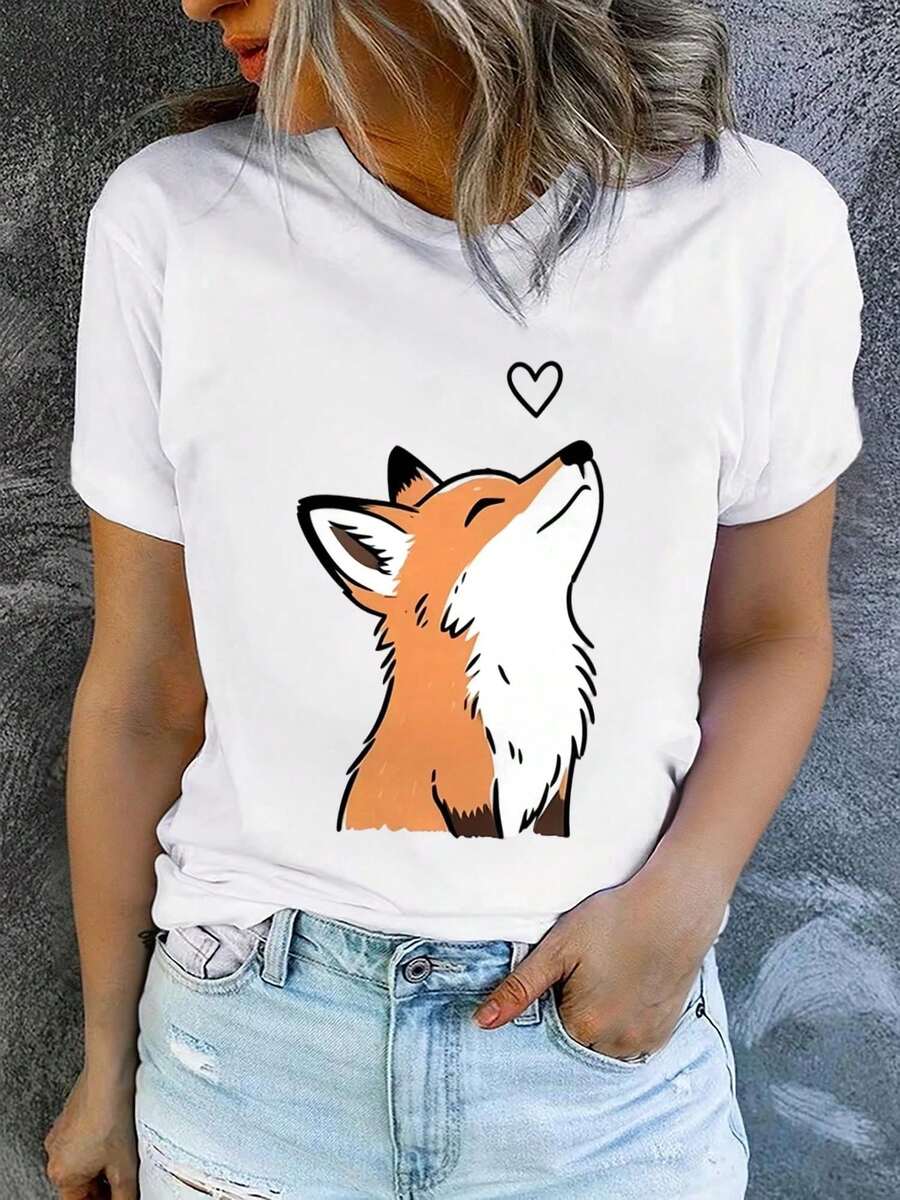 Designed For Modern, Stylish, And Comfortable Women, This Short-Sleeved Printed T-Shirt For Summer Is Both Fashionable And Casual, With A Comfortable Fit, Machine Washable Fabric, And A Flat 2D Print. Made From A Soft, Breathable, Premium Fabric, It's Designed For All-Day Comfort And Is Perfect For Casual Outings. - 白色_03 - 查看 1