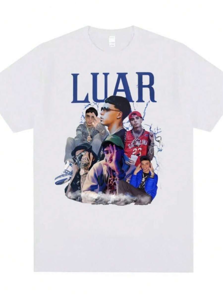 playeras de mujer 2026 Singer Luar La L Graphic T-shirt Men Women Clothing Fashion Oversized T Shirts Male Anuel AA Vintage Hip Hop T-shirts Streetwear - Blanco - Ver 1