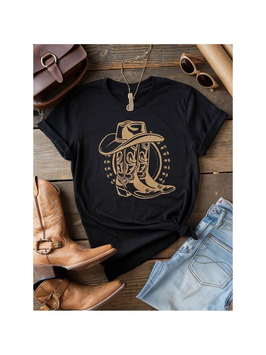 Dam-T-shirts - Svart - Visa 1