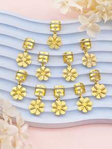 10 chiếc vòng cài tóc hình hoa vàng – Vòng cài tóc thanh lịch có thể điều chỉnh, trang sức tóc phong cách Bohemian tinh tế dành cho tóc tết và tóc dreadlocks. - Vàng - Xem 2
