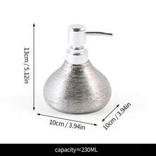 奢华拉丝香槟金陶瓷皂液器，酒店/公寓浴室液体皂瓶，家用乳液按压瓶，圆形防滑台面装饰，高端液体分配器 - 銀色橢圓 - 查看 12