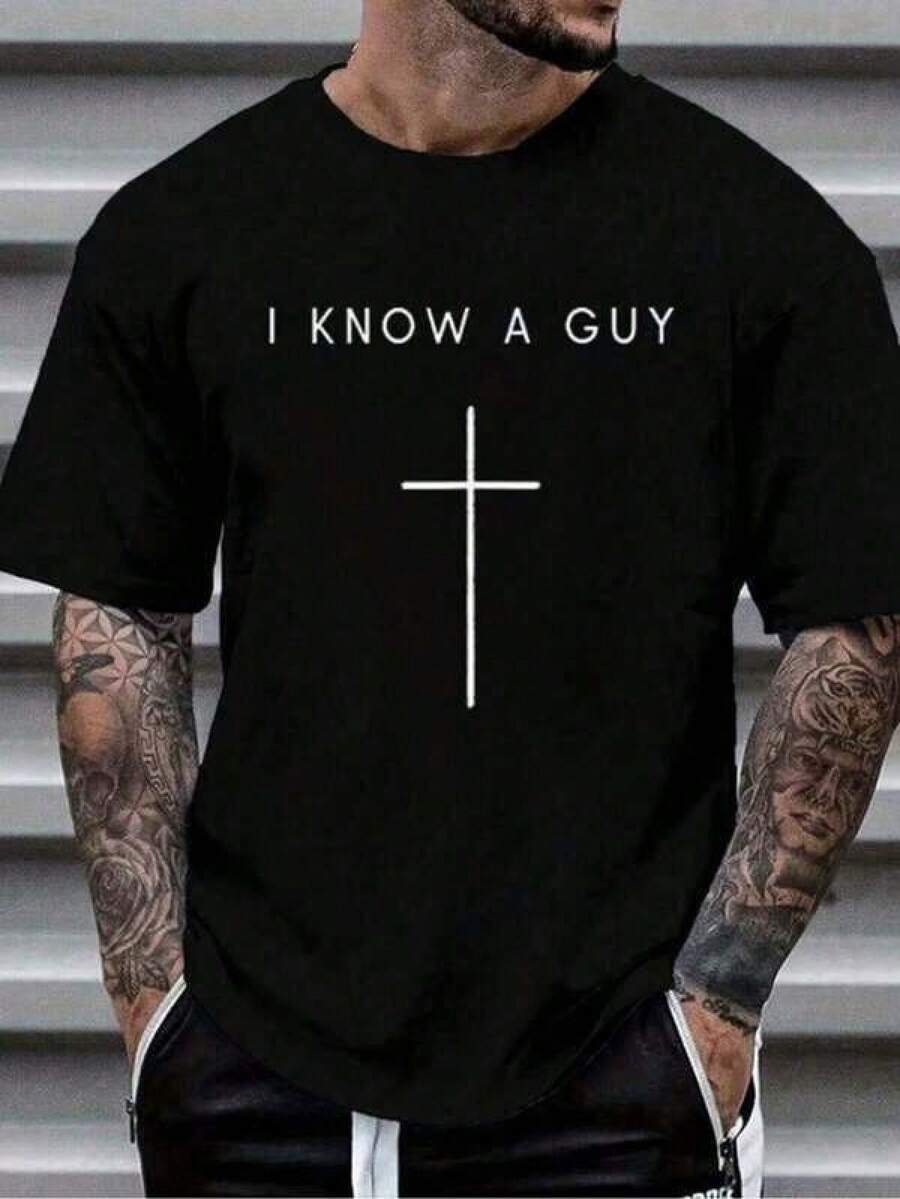 Camiseta unisex de manga corta, 1 piezaHombresRopaCruzInscripciónImprimirNegroCamisetaUnisexoInformalTripulaciónCuelloCamisetaHombresRopa,Ligero180 g/m²TejerTela,MáquinaLavableParaPrimavera/Verano/OtoñoDía de San ValentínDía, Pascua, Acción de Gracias, playerashombre, , , Dazymujer,romwehombres, bohochic,maestrasregalos,camisetaparaconjuntos de mujercon curvasparamu,y2k, - Negro - Ver 1
