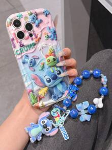 Disney Lilo & Stitch Phone Case With Stitch Charm And Stitch Lanyard - Cute Stitch Protective Case With Scrump And Painting Theme Design, Equipped With Delicate Stitch Decorative Lanyard And Beaded Bracelet For Easy Carrying, Compatible With IPhone 17, 16, 15, 14, 13, 12, 11 Pro Series, Ideal For Birthdays, Holidays, Anniversaries, Graduation Gifts, Or Any Special Occasion To Surprise Family, Friends, Classmates, And Loved Ones. - 白色 - 查看 4