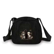 Corduroy Crossbody Bag For Women And Girls  
Nightmare Before Christmas Characters And Magic Words Print  
Perfect For Daily Use School Travel And Casual Outings - 黑色 - 查看 1