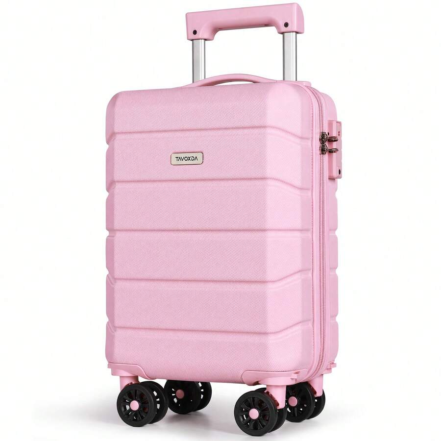 Carry-On Luggage Lightweight ABS Hard Shell Cabin Suitcase With Removable Wheels 16 Inch Travel Trolley Case-Pink - Pink - View 1