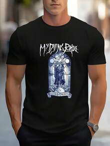 Camiseta de manga corta transpirable para hombre con diseño gótico de heavy metal - con estampado de "My Dying Bride" y "Feel Misery Windowpane" - Camiseta de banda negra con gráficos blancos - Hermosa tipografía gótica y arte de temática oscura, estilo casual de verano. - Negro - Ver 5