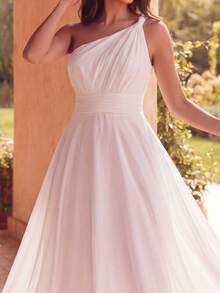 Faeriesty Đầm maxi trắng không tay thanh lịch dành cho nữ, chất liệu chiffon, dáng chữ A xếp ly, thướt tha, thích hợp cho đám cưới, tiệc tối, đi biển, mùa xuân. - trắng - Xem 4