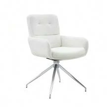 [2 Piece Set] European Lightweight Luxury Swivel Chair, 360° Sound Rotating, 2-Piece Set For Dining Rooms / Relaxation Areas. - Silver - View 1