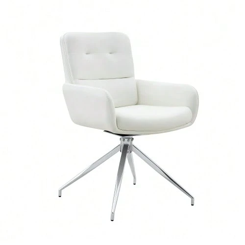 [2 Piece Set] European Lightweight Luxury Swivel Chair, 360° Sound Rotating, 2-Piece Set For Dining Rooms / Relaxation Areas. - Silver - View 1